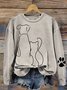 Cat & Dog Line Art Paw Print Comfy Sweatshirt