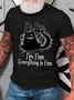 It's Fine Funny Cat Cotton T-Shirt