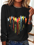 Dog Paw Heart Casual Long Sleeve Shirt