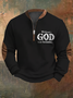 Men's Vintage Faith "Without God I Am Nothing," Printed Zip Collar Sweatshirt