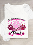 Breast Cancer Awareness Dog Paw Print Casual Long Sleeve Shirt
