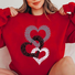 Heart/Cordate Casual Cotton-Blend Crew Neck Sweatshirt