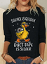 Silence Is Golden Sarcastic Duct Tape Is Silver Snarky Funny Duck Sarcasm Casual Long Sleeve Shirt