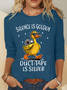 Silence Is Golden Sarcastic Duct Tape Is Silver Snarky Funny Duck Sarcasm Casual Long Sleeve Shirt