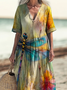 Dragonfly Regular Fit V Neck Casual Dress With No