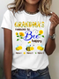 Personalized Grandma With Grandkids Sunflower Bee Butterfly Cotton T-Shirt