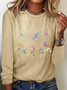 Dragonflies Wildflowers Casual Long Sleeve Shirt