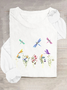 Dragonflies Wildflowers Casual Long Sleeve Shirt