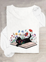 Cute Floral Cat Casual Long Sleeve Shirt