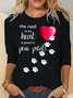 The Road To My Heart Is Paved With Paw Prints Casual Long Sleeve Shirt