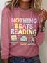 Nothing Beats Reading Librarian Book Bookworm Casual Cotton-Blend Blouse