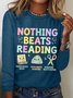 Nothing Beats Reading Librarian Book Bookworm Casual Cotton-Blend Blouse