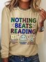 Nothing Beats Reading Librarian Book Bookworm Casual Cotton-Blend Blouse