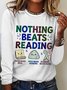 Nothing Beats Reading Librarian Book Bookworm Casual Cotton-Blend Blouse