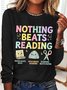 Nothing Beats Reading Librarian Book Bookworm Casual Cotton-Blend Blouse