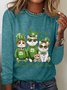 Happy St Pawtrick's Day Funny Cat Casual Long Sleeve Shirt