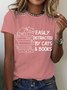 Easily Distracted By Cats And Books Cotton T-shirt