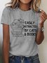Easily Distracted By Cats And Books Cotton T-shirt