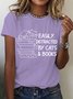 Easily Distracted By Cats And Books Cotton T-shirt