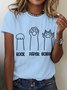 Rock Paper Scissors Funny Cat Paw Cotton T-shirt