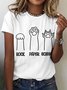 Rock Paper Scissors Funny Cat Paw Cotton T-shirt