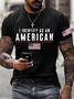 Men's I Identify As An American Printed Round Neck T-Shirt