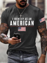 Men's I Identify As An American Printed Round Neck T-Shirt