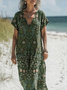 Women's Vintage Floral Print V-Neck Dress