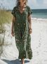 Women's Vintage Floral Print V-Neck Dress