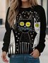 Casual Cat Crew Neck Loose Sweatshirt
