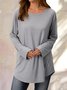 Casual Crew Neck Long Sleeve Solid Soft T-shirt