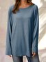 Casual Crew Neck Long Sleeve Solid Soft T-shirt