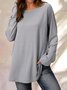 Casual Crew Neck Long Sleeve Solid Soft T-shirt