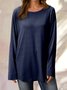 Casual Crew Neck Long Sleeve Solid Soft T-shirt