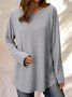 Casual Crew Neck Long Sleeve Solid Soft T-shirt