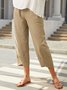 Plain Loosen Cotton Casual Elastic Band Pants